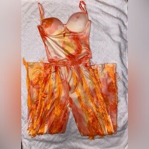 Orange Tie-Dye Women's Intimate Set